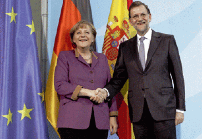 Mariano Rajoy con Angela Merkel