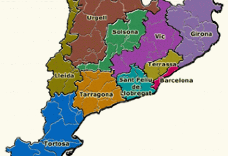mapa de las diócesis de Cataluña, conferencia episcopal tarraconense
