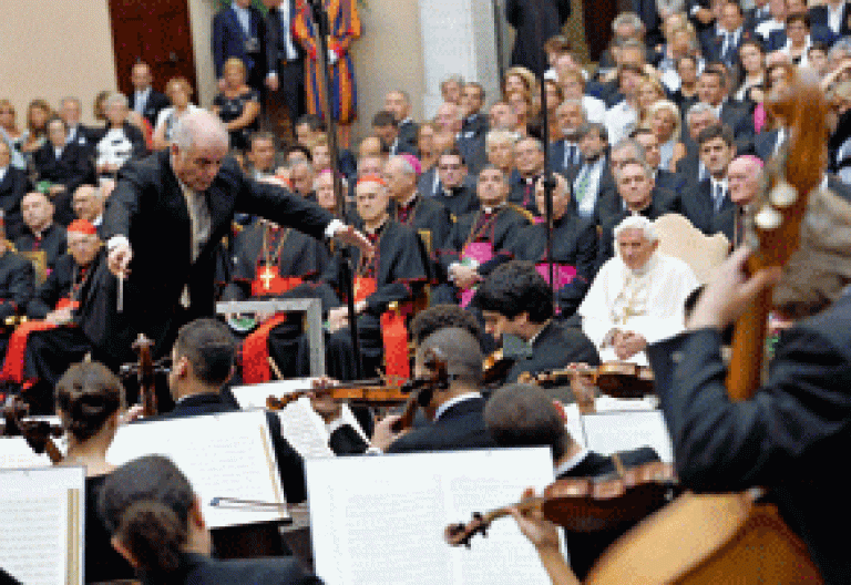 papa Benedicto XVI concierto de Barenboim en Castel Gandolfo julio 2012