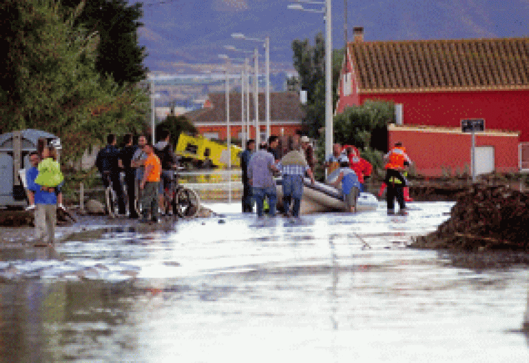 inundaciones por lluvias torrenciales en Lorca, Murcia