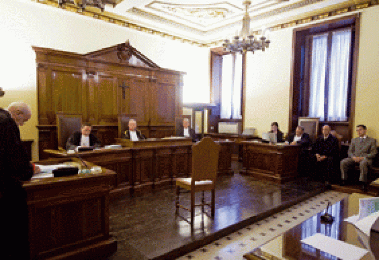 sala del tribunal vaticano durante el juicio por el caso Vatileaks