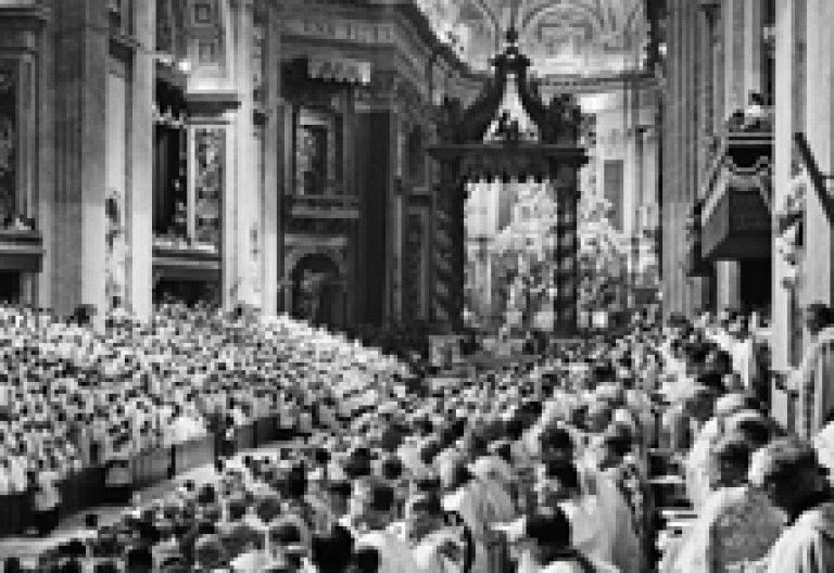 Concilio Vaticano II foto de una sesión en blanco y negro