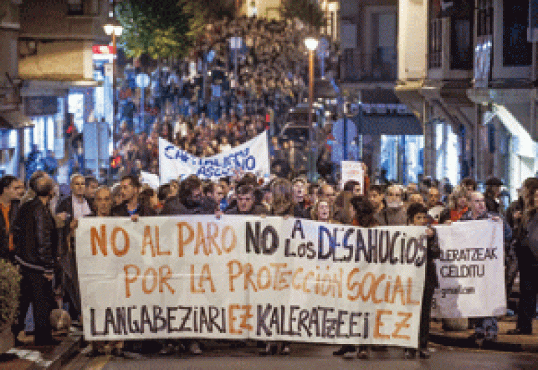 manifestación en Barakaldo contra los desahucios a favor de la protección social