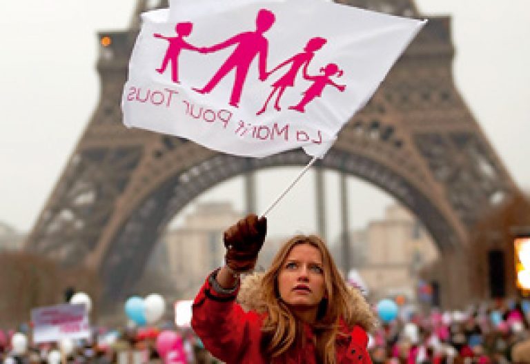manifestación contra la ley de matrimonio homosexual en París enero 2013