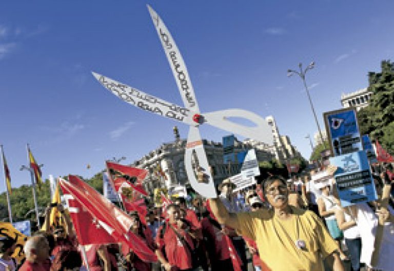 manifestación ciudadana contra los recortes de la crisis