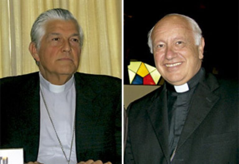 Salvador Piñeiro, obispo peruano, y Ricardo Ezzati, obispo chileno