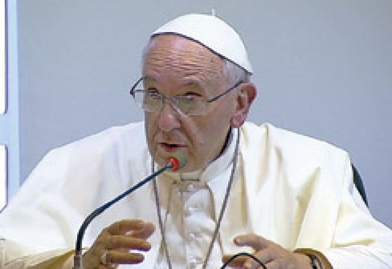 El papa Francisco, durante la conferencia a los obispos del CELAM en la JMJ de Río 2013