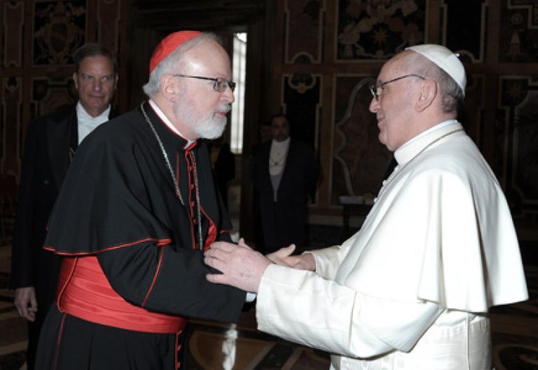 Sean OMalley, cardenal arzobispo de Boston, con el papa Francisco 9 abril 2013