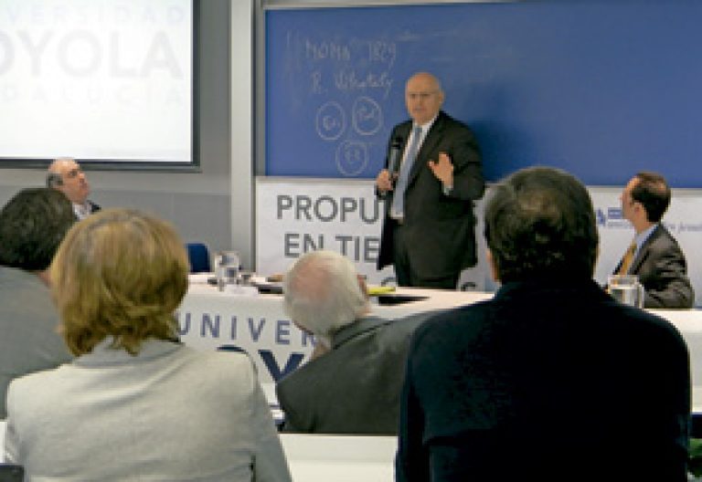 Stefano Zamagni en el simposio en la Universidad Loyola Andalucía sobre Simposio de Pensamiento Social Cristiano organizado por UNIJES noviembre 2013