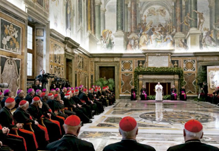 papa Francisco y la Curia, encuentro en Navidad 2013