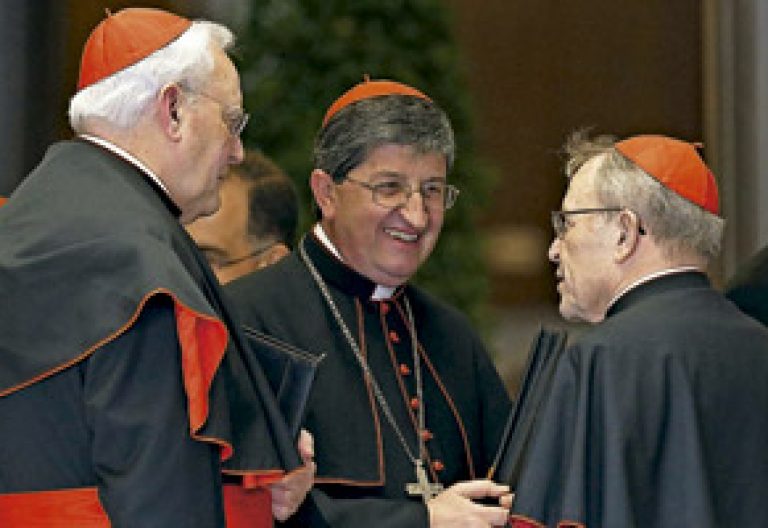 cardenal Walter Kasper con otros cardenales durante el consistorio febrero 2014