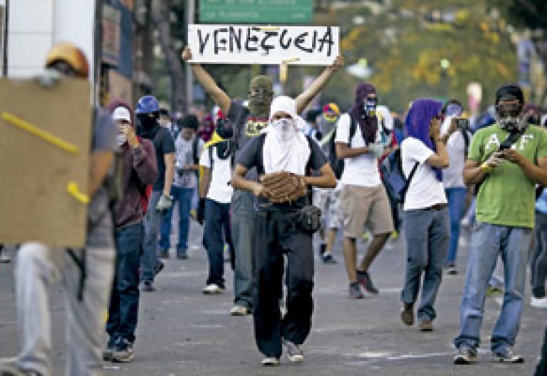 protestas de los estudiantes y los opositores en Venezuela