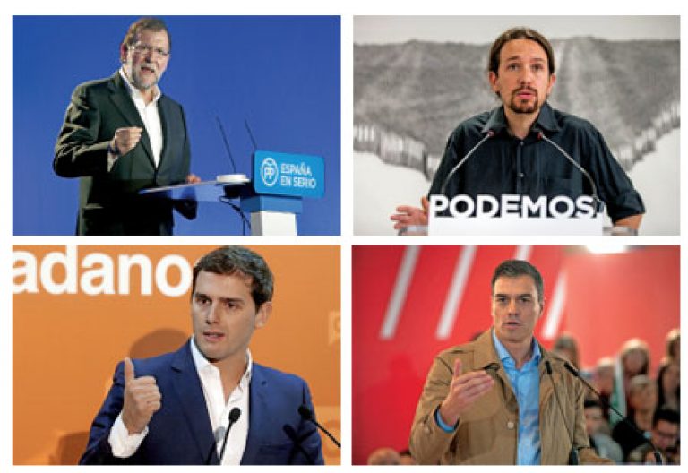 Mariano Rajoy, Pablo Iglesias, Albert Rivera, Pedro Sánchez, candidatos a presidente del Gobierno elecciones generales 20 diciembre 2015