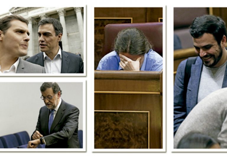 Albert Rivera Ciudadanos, Pedro Sánchez PSOE, Mariano Rajoy PP, Pablo Iglesias Podemos, Alberto Garzón Izquierda Unida, políticos españoles líderes de partidos