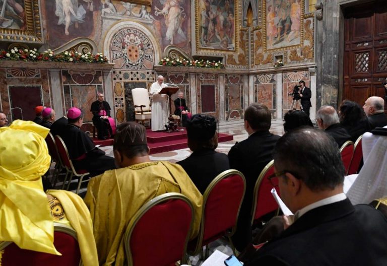 El papa Francisco, en su discurso al Cuerpo Diplomático