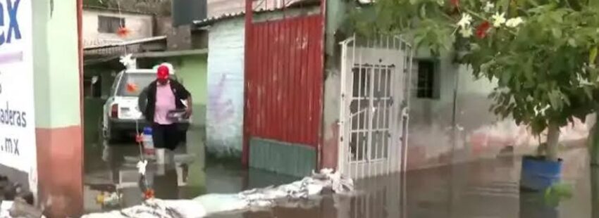 Inundaciones por las lluvias en Chalco