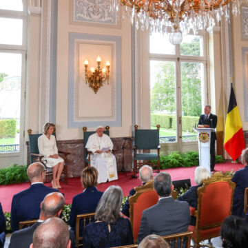 El papa Francisco, en su discurso ante las autoridades en Bélgica