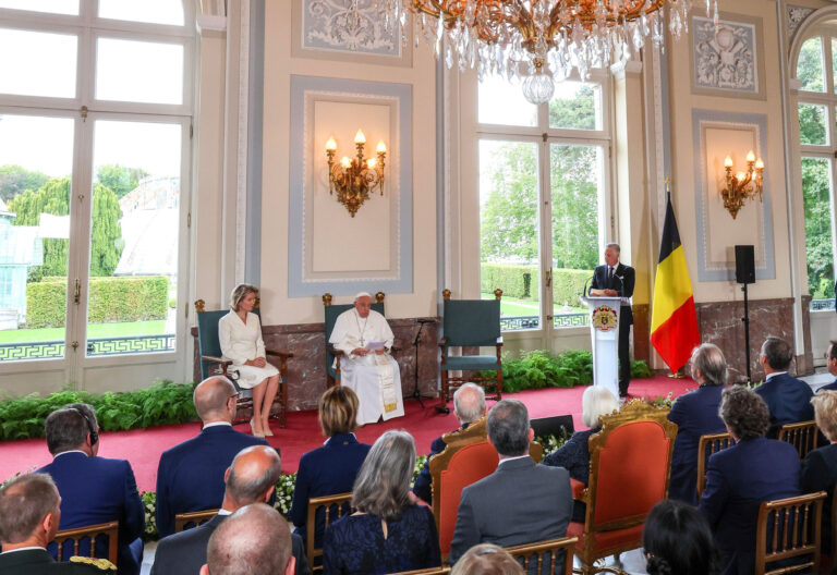 El papa Francisco, en su discurso ante las autoridades en Bélgica