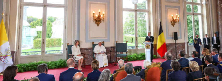 El papa Francisco, en su discurso ante las autoridades en Bélgica