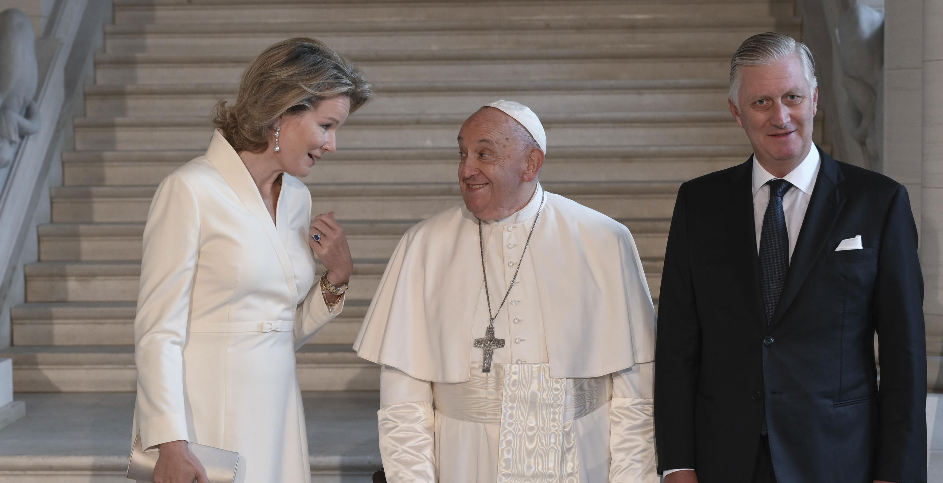 El papa Francisco, con los reyes de Bélgica