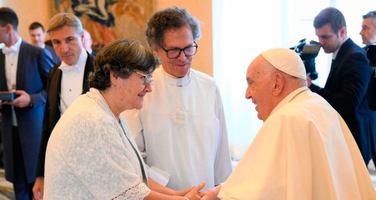 El papa Francisco, con los superiores generales de los Sagrados Corazones