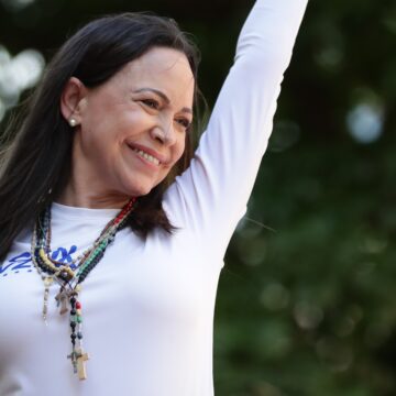 María Corina Machado, en la manifestación de Caracas