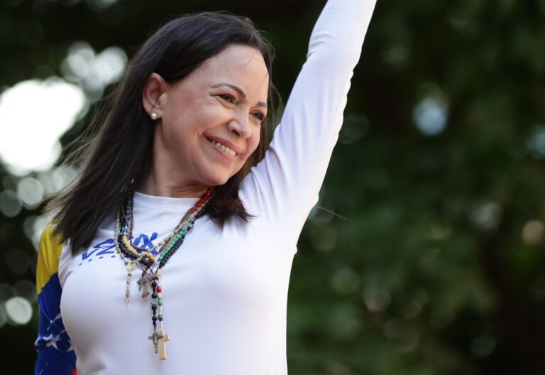 María Corina Machado, en la manifestación de Caracas