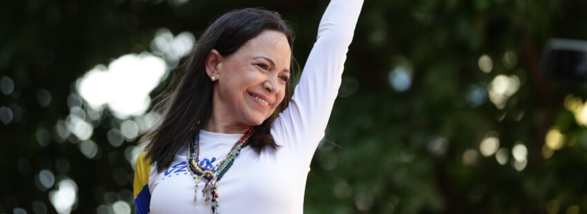 María Corina Machado, en la manifestación de Caracas